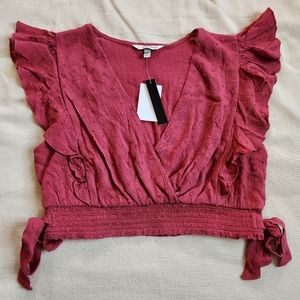 Junior's Surplice Ruffle Top